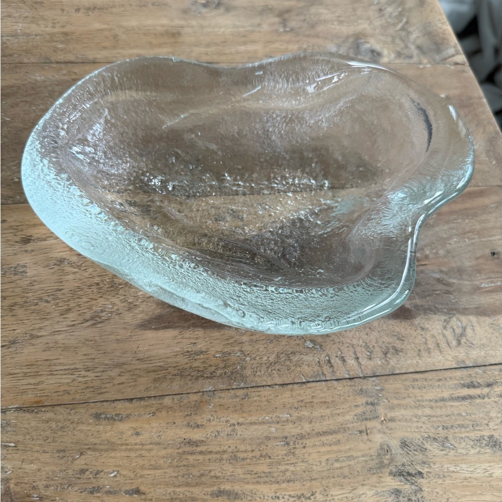 Vtg Mid Century Blenko Glass Clear Free Form Amoeba Dish/ashtray